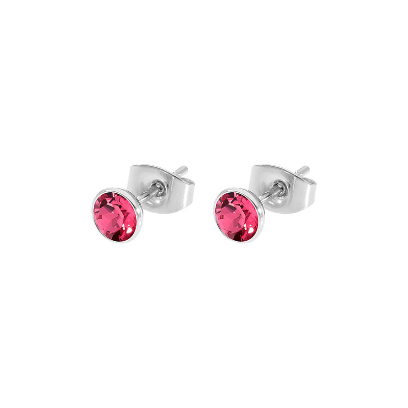 Bottone Stud Earring 0.2" - Silver indian pink