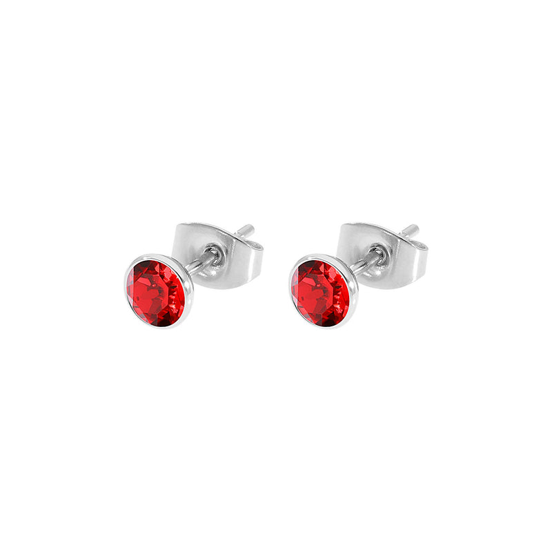 Bottone Stud Earring 0.2" - Silver scarlet