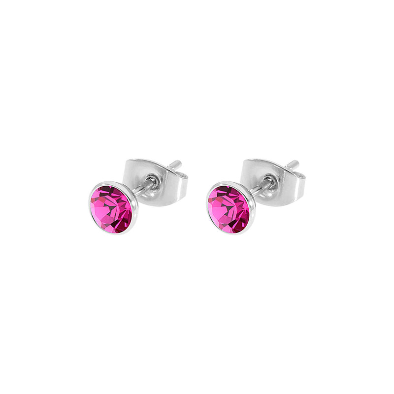 Bottone Stud Earring 0.2" - Silver fuchsia