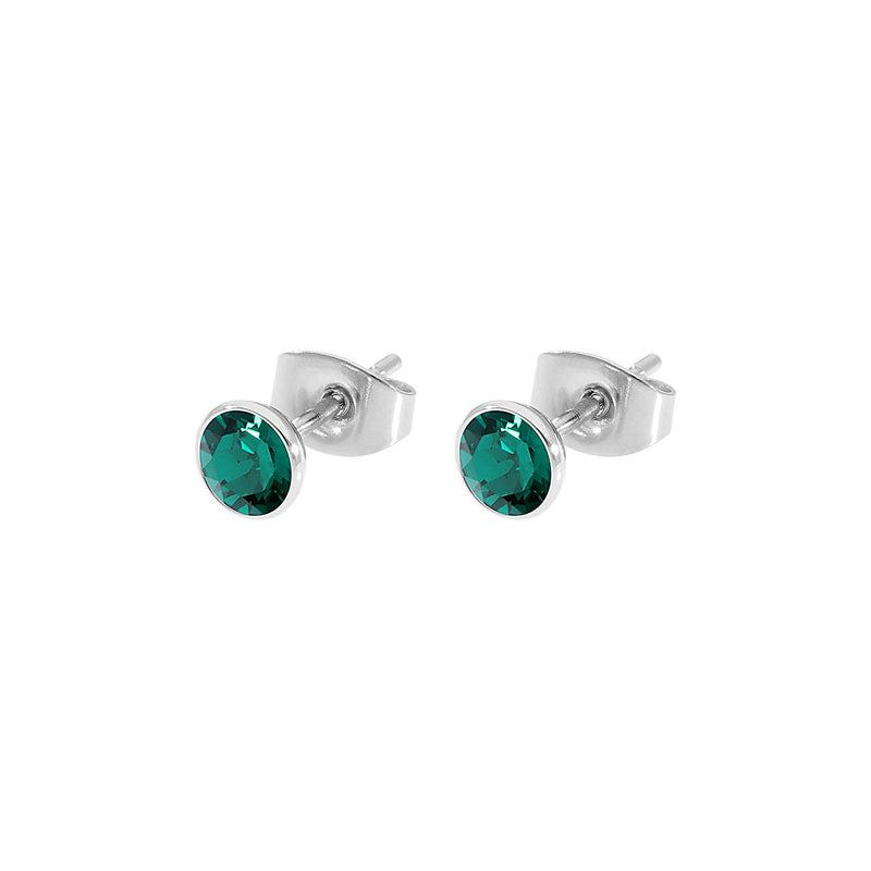 Bottone Stud Earring 0.2" - Silver emerald
