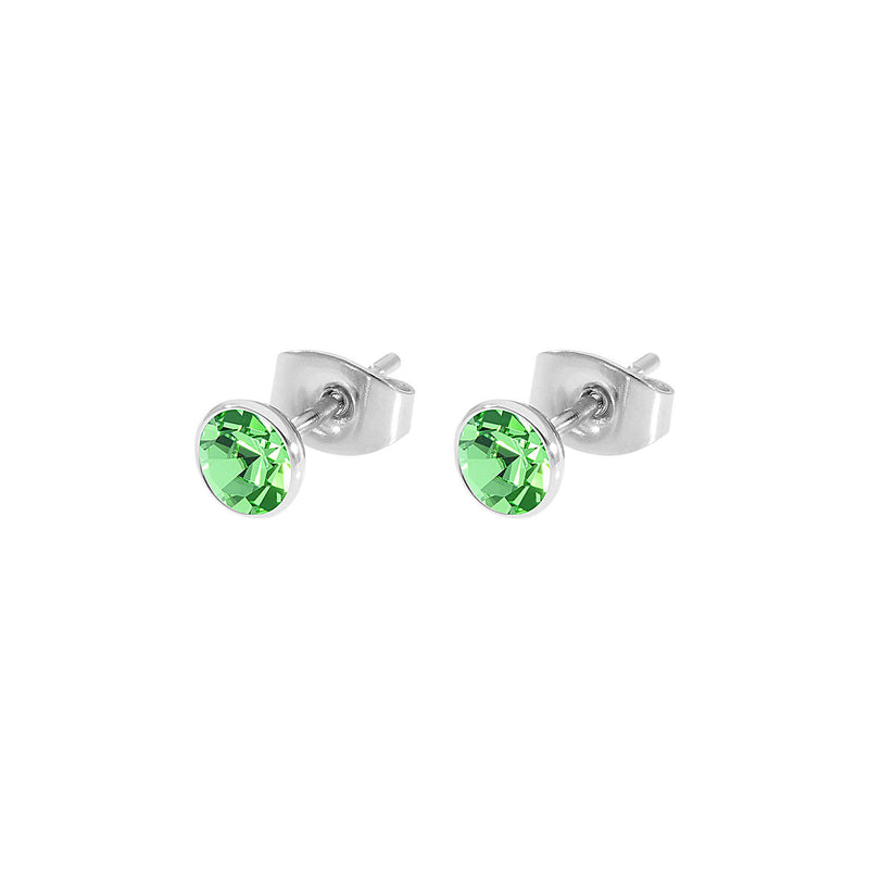 Bottone Stud Earring 0.2" - Silver peridot