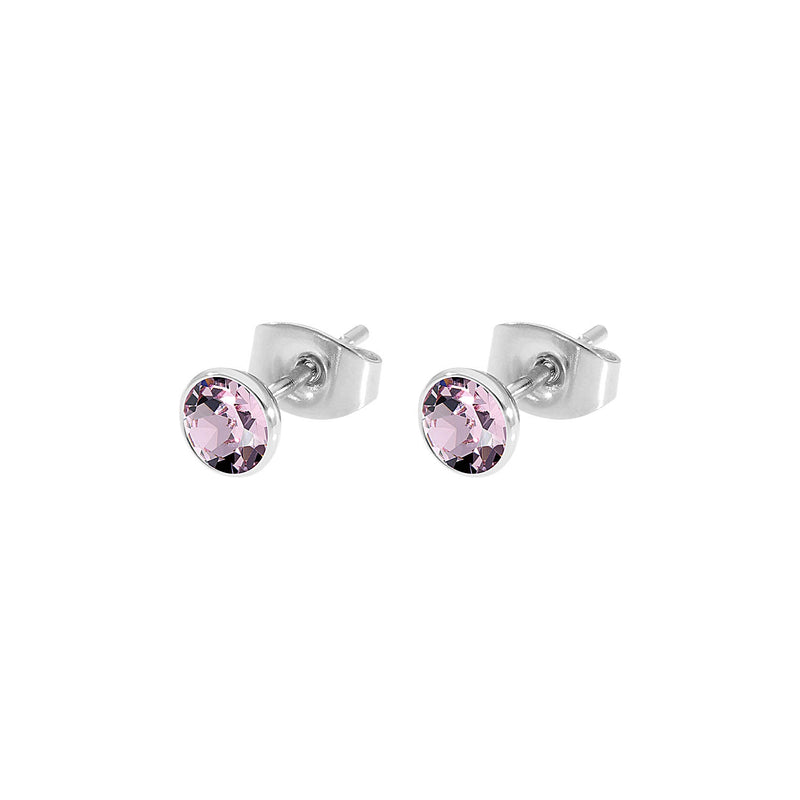 Bottone Stud Earring 0.2" - Silver light amethyst