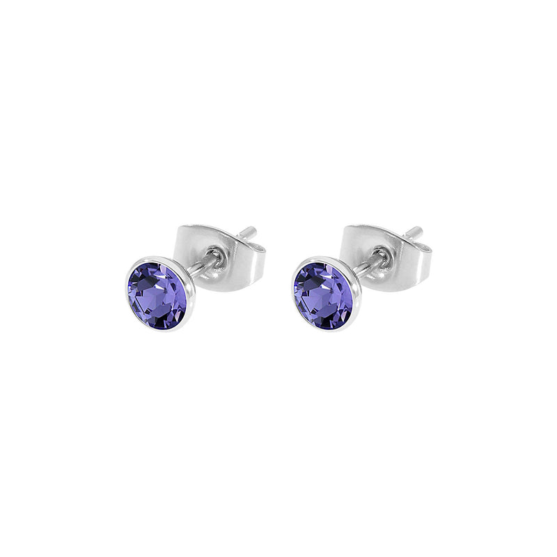 Bottone Stud Earring 0.2" - Silver tanzanite