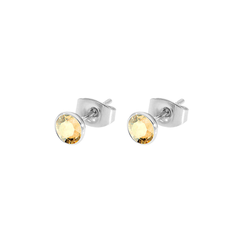 Bottone Stud Earring 0.2" - Silver golden shadow