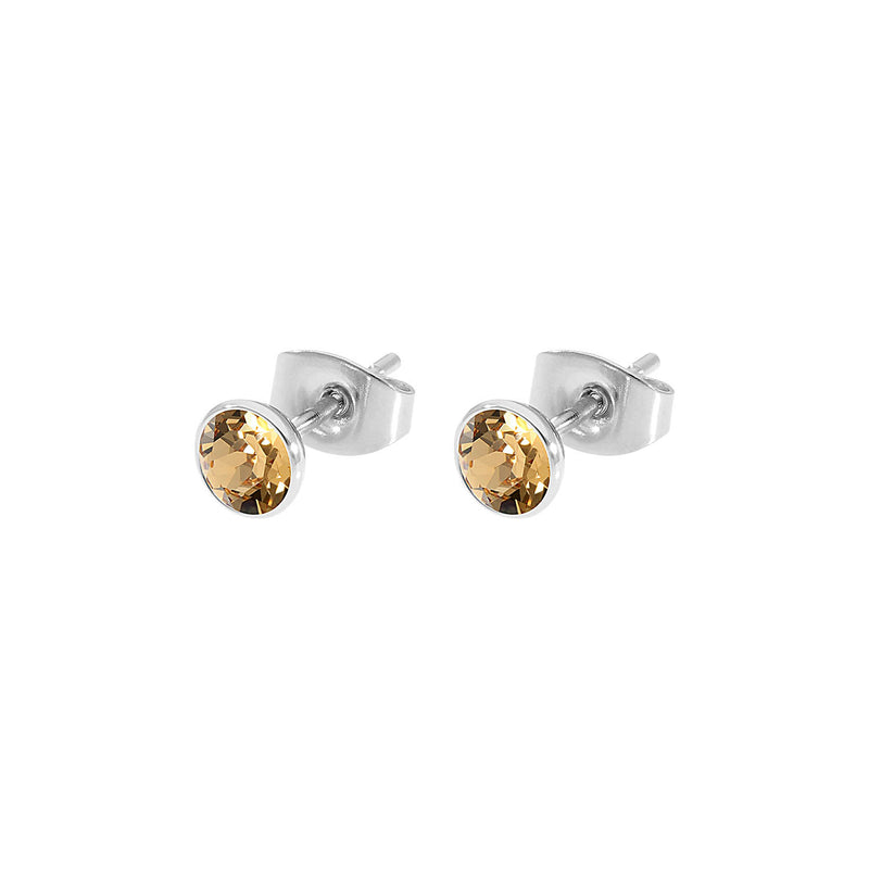 Bottone Stud Earring 0.2" - Silver light colorado topaz