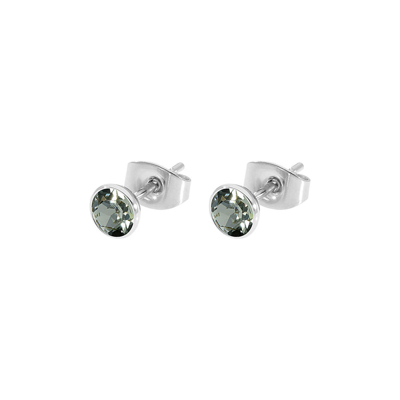 Bottone Stud Earring 0.2" - Silver black diamond