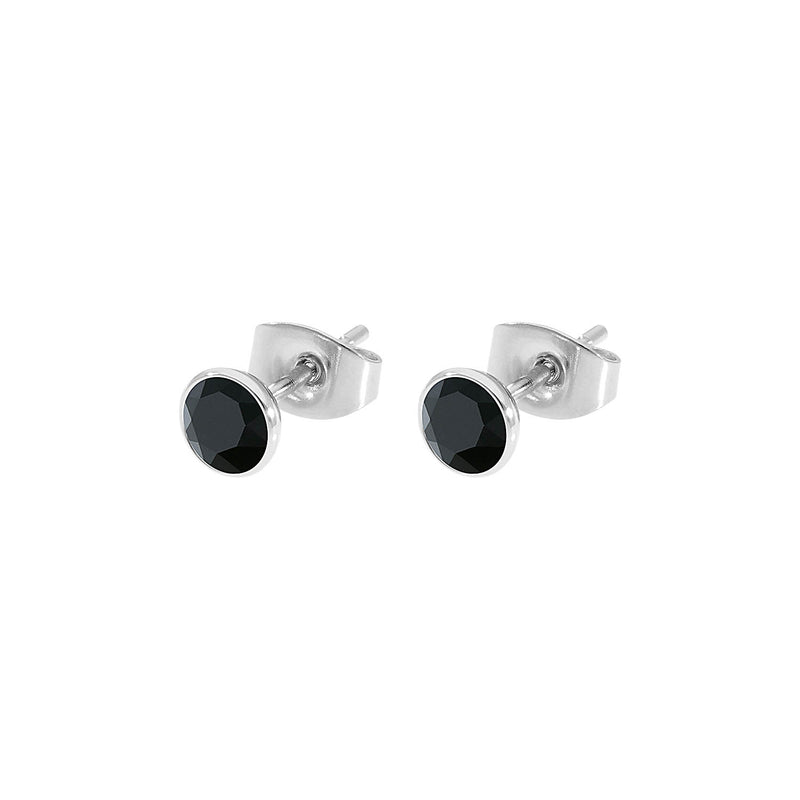 Bottone Stud Earring 0.2" - Silver jet