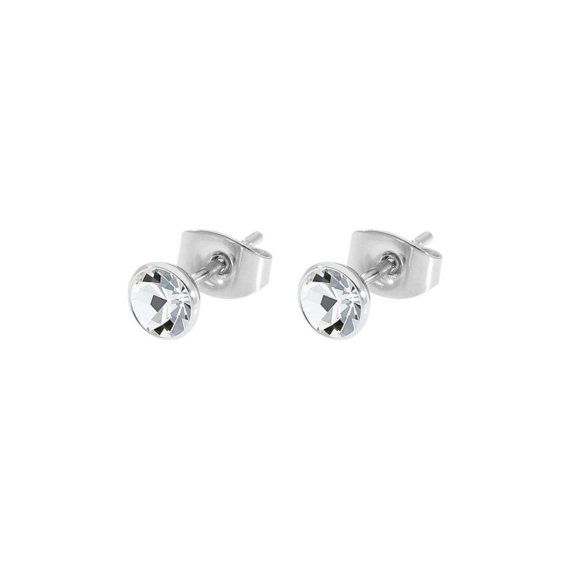 Bottone Stud Earring 0.2" - Silver crystal