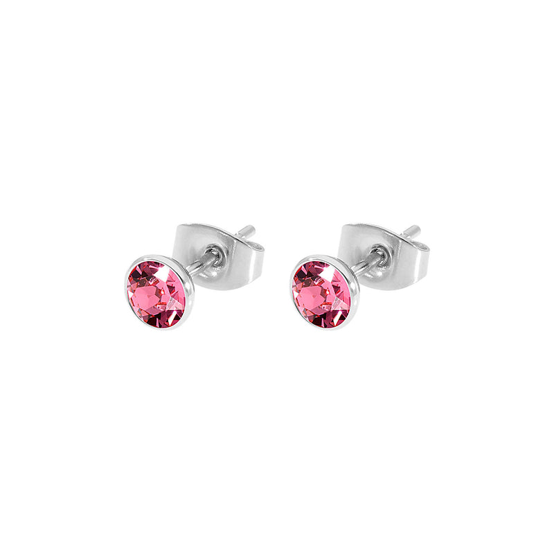 Bottone Stud Earring 0.2" - Silver rose