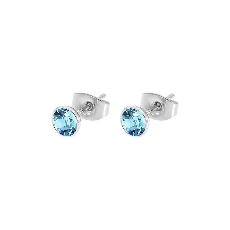 Bottone Stud Earring 0.2" - Silver aquamarine