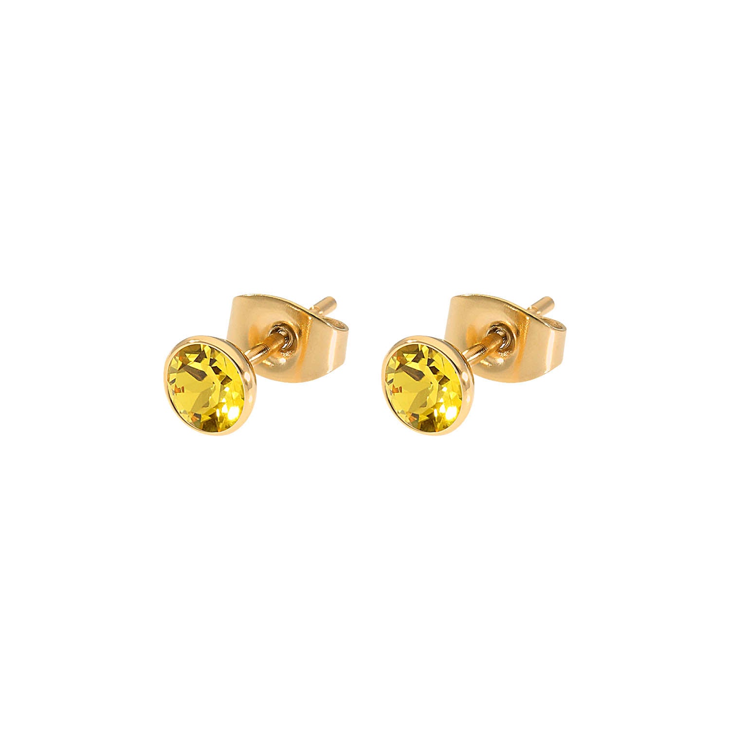 Bottone Stud Earring 0.2" - Gold sunflower
