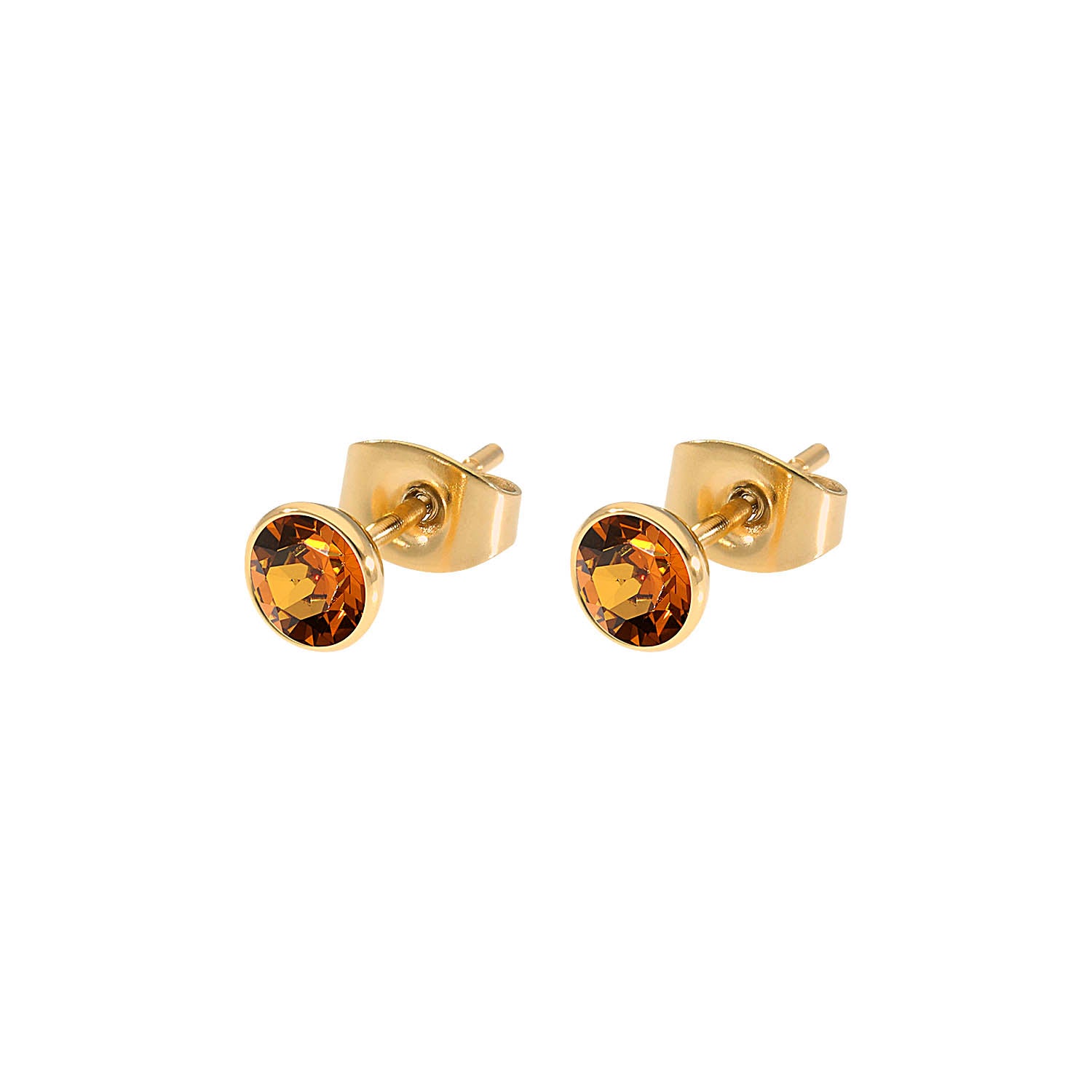Bottone Stud Earring 0.2" - Gold light amber