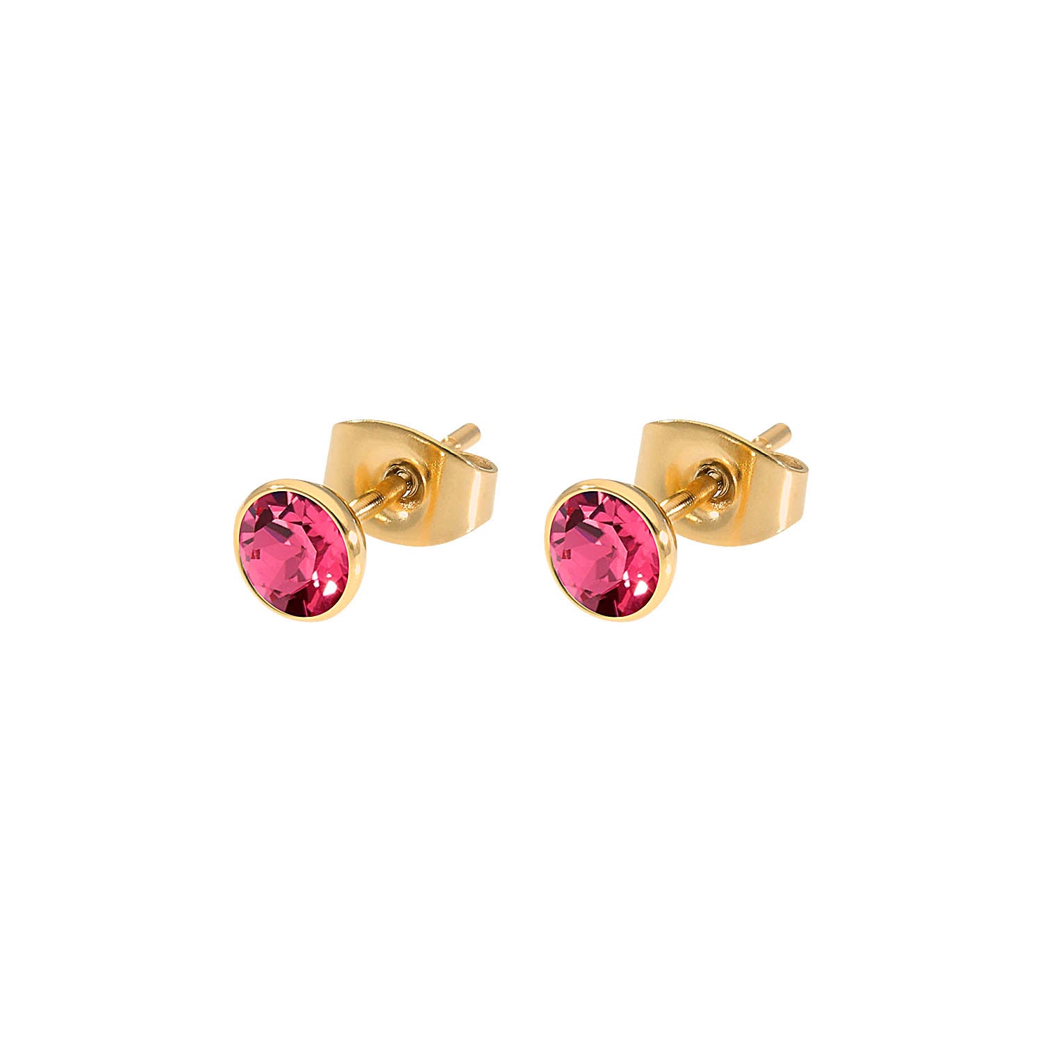 Bottone Stud Earring 0.2" - Gold indian pink