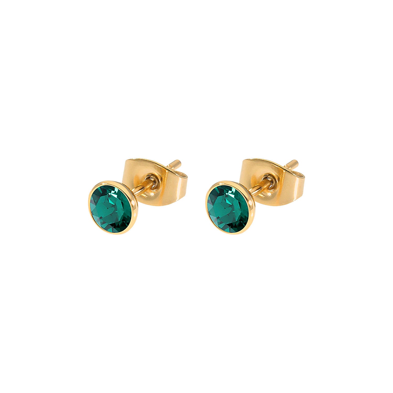Bottone Stud Earring 0.2" - Gold emerald