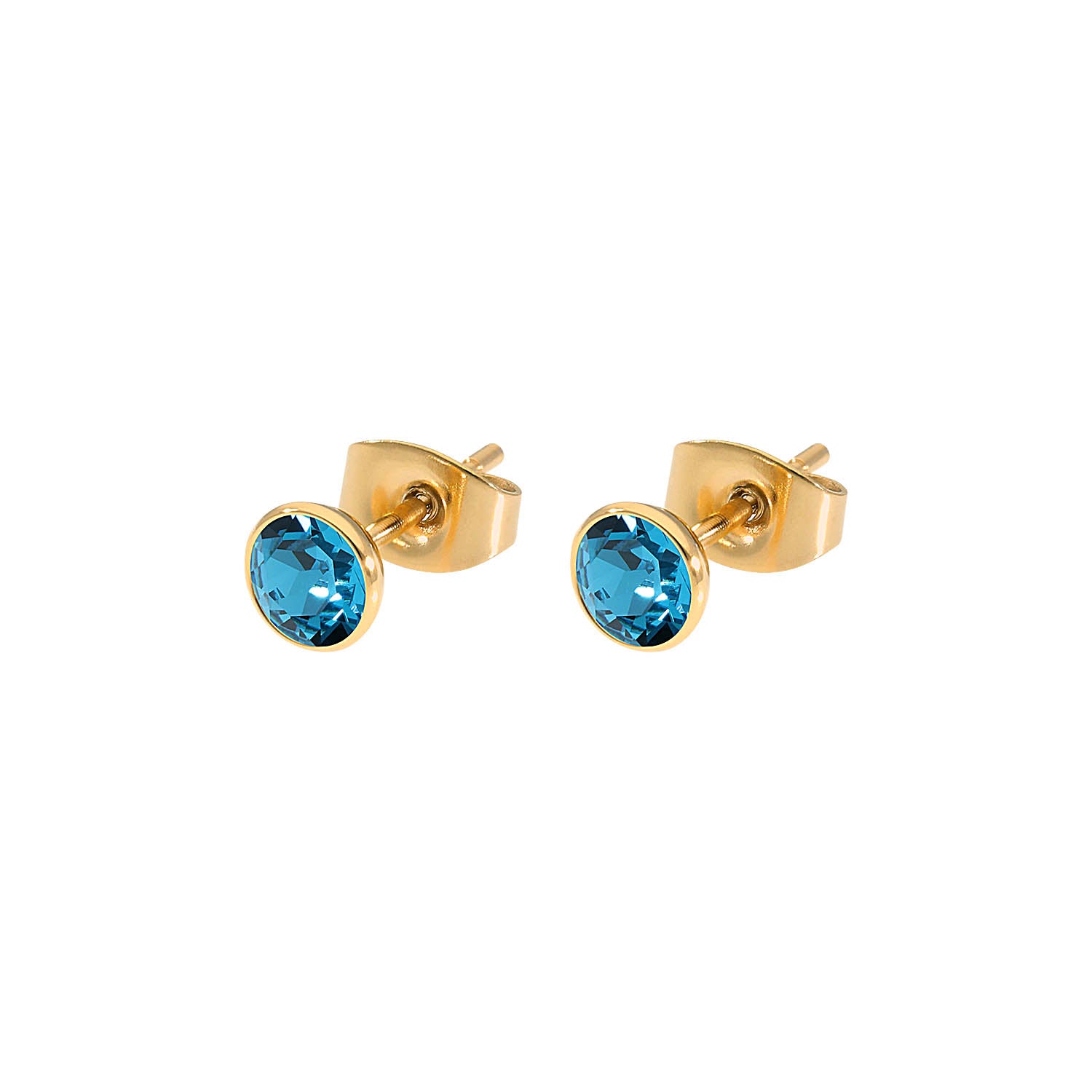 Bottone Stud Earring 0.2" - Gold indicolite