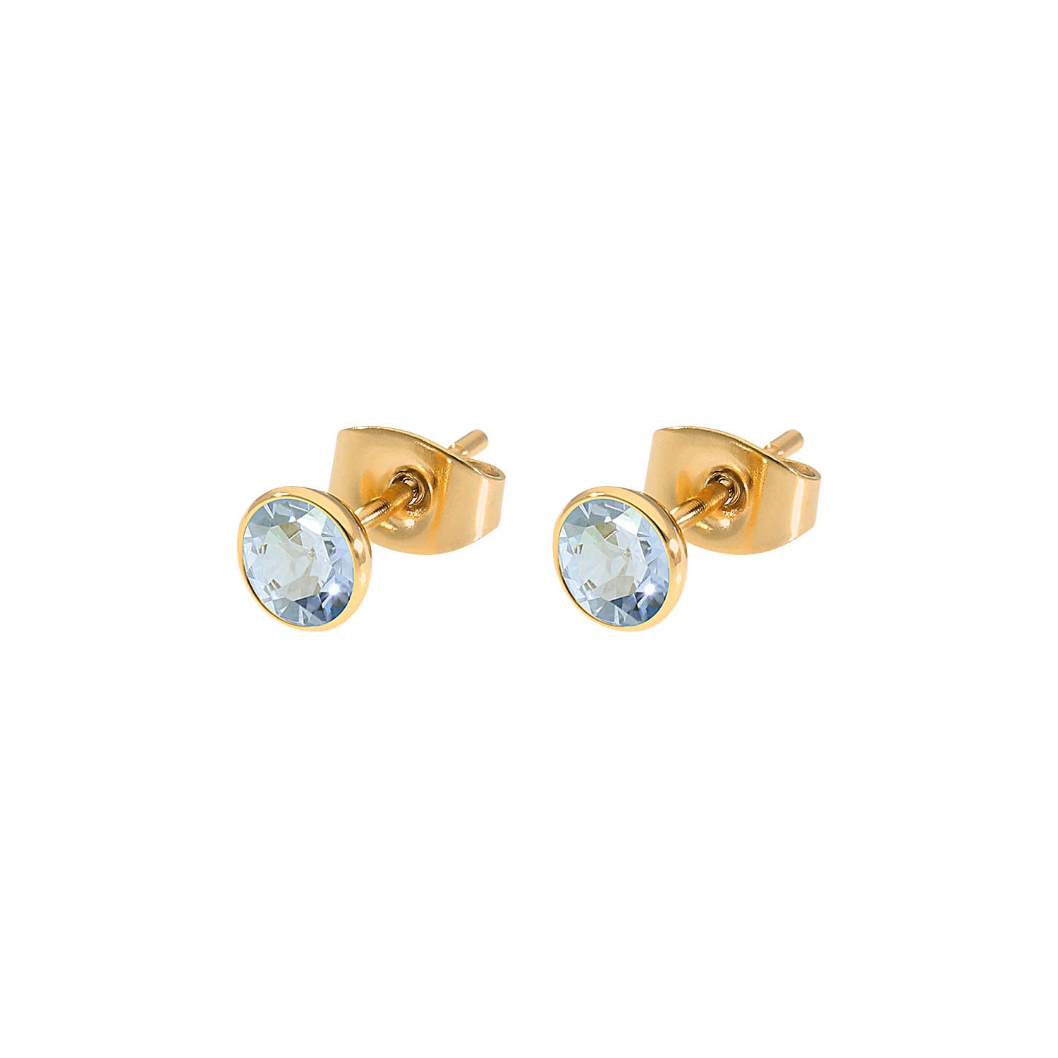 Bottone Stud Earring 0.2" - Gold blue shade