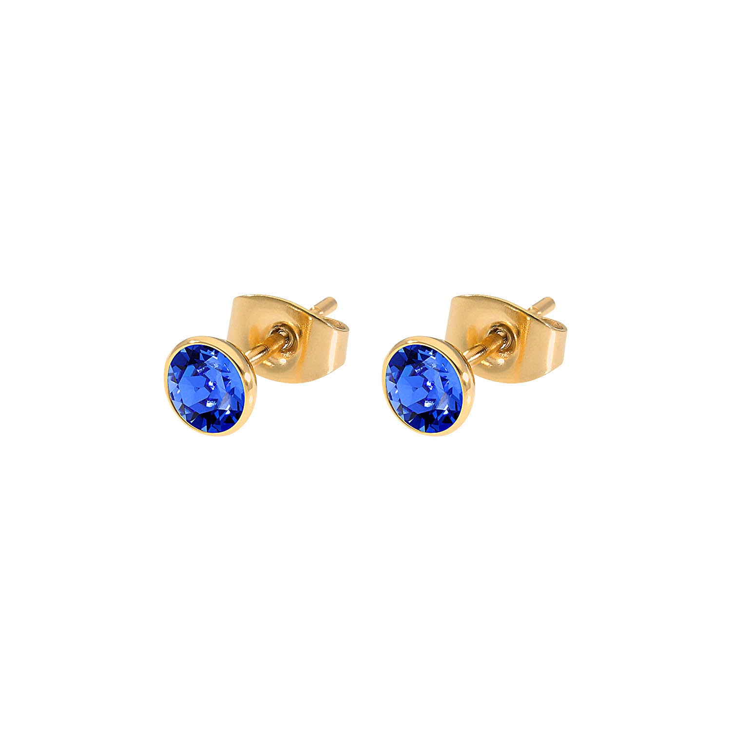 Bottone Stud Earring 0.2" - Gold sapphire