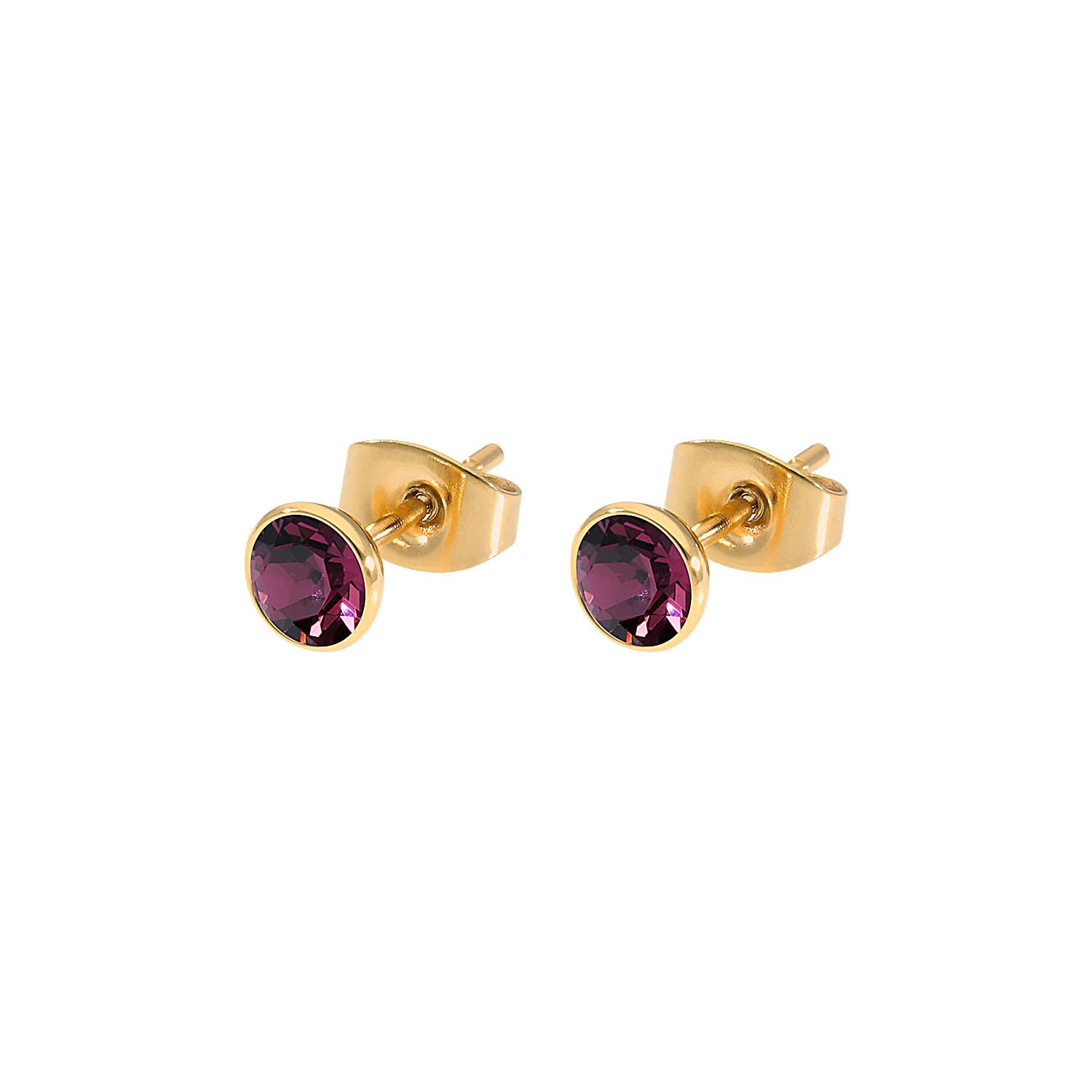 Bottone Stud Earring 0.2" - Gold amethyst