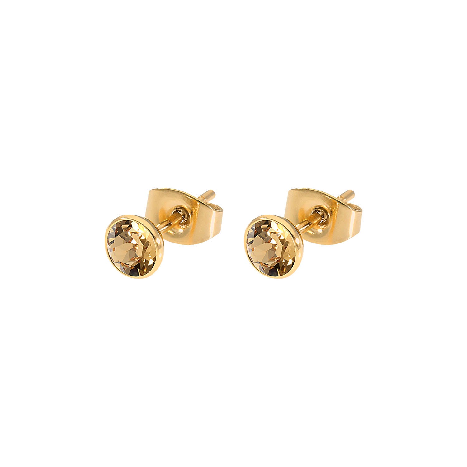 Bottone Stud Earring 0.2" - Gold light colorado topaz