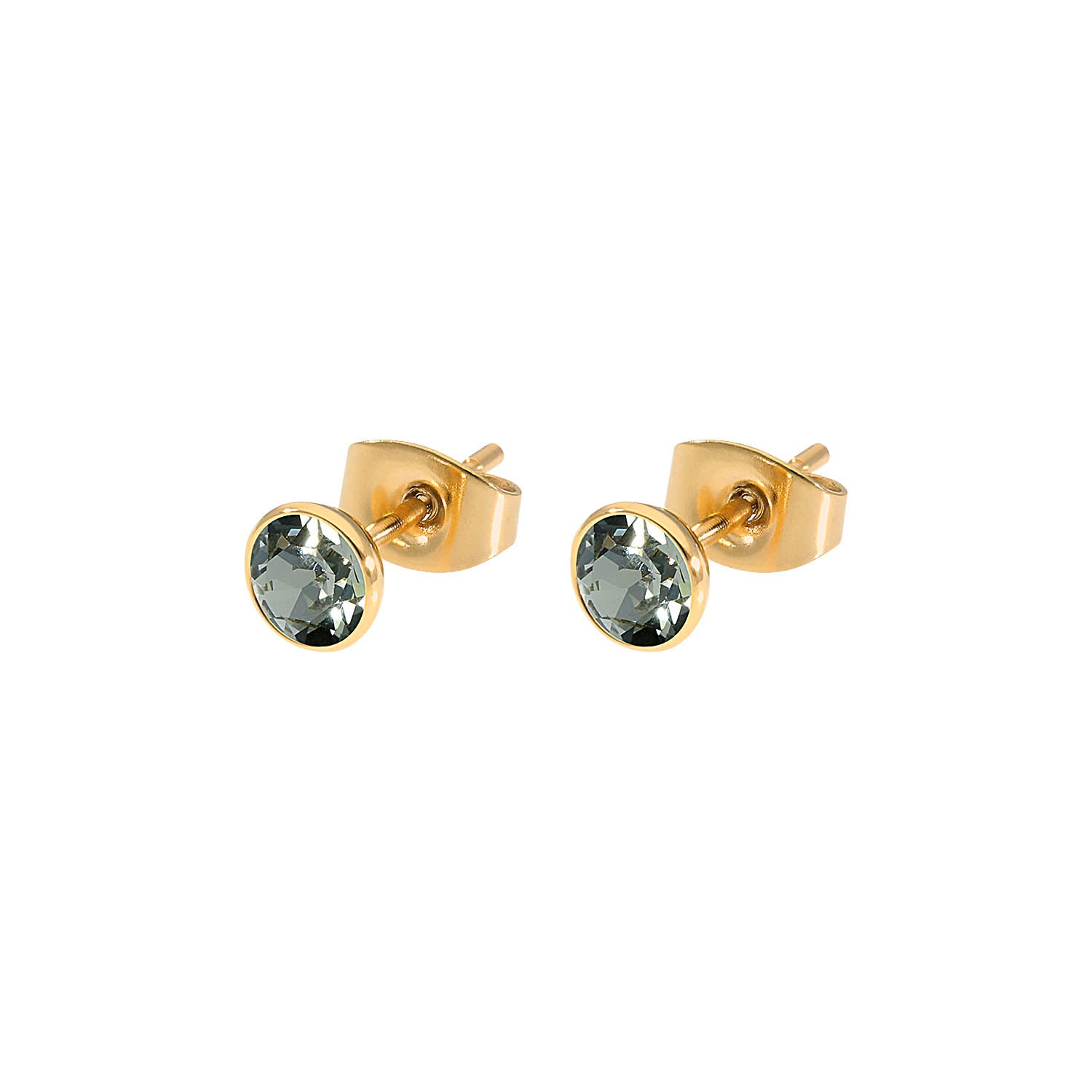 Bottone Stud Earring 0.2" - Gold black diamond