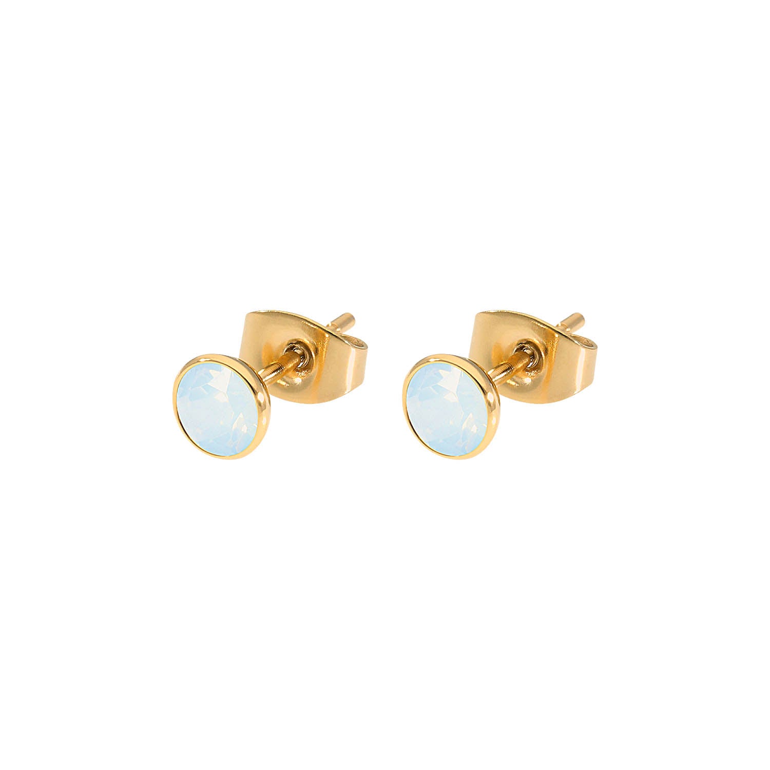 Bottone Stud Earring 0.2" - Gold white opal