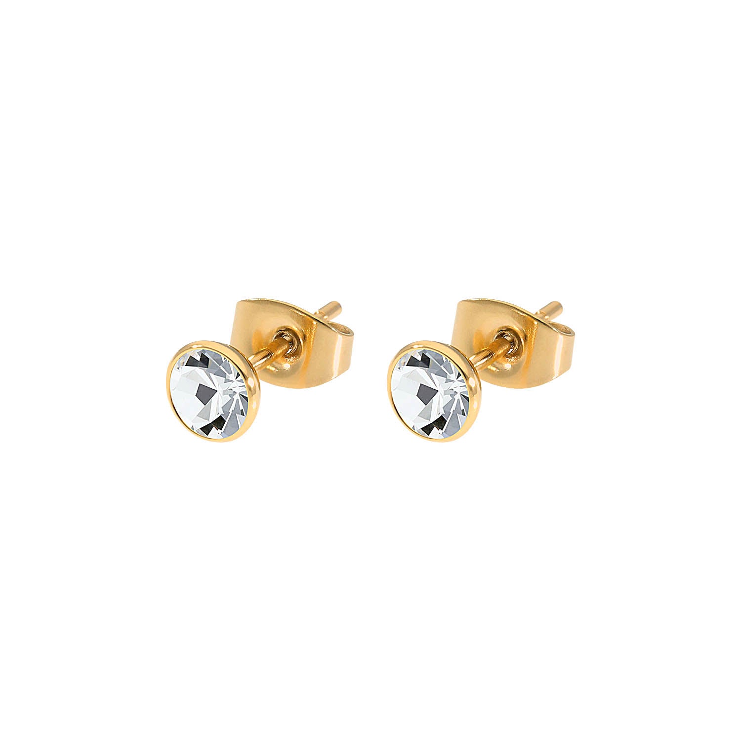 Bottone Stud Earring 0.2" - Gold crystal