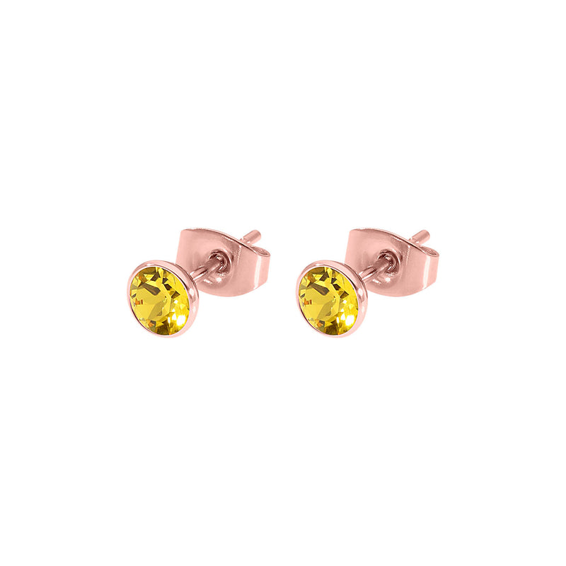 Bottone Stud Earring 0.2" - Rose Gold sunflower