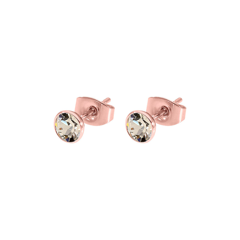 Bottone Stud Earring 0.2" - Rose Gold light silk