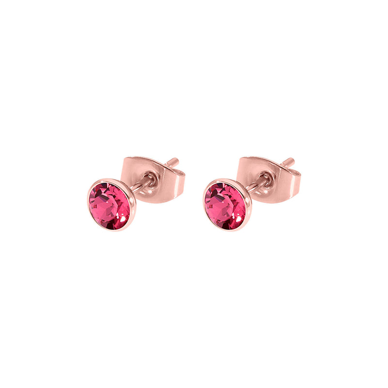 Bottone Stud Earring 0.2" - Rose Gold indian pink