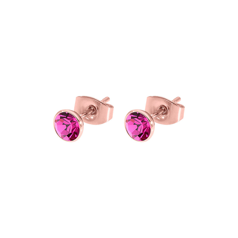 Bottone Stud Earring 0.2" - Rose Gold fuchsia