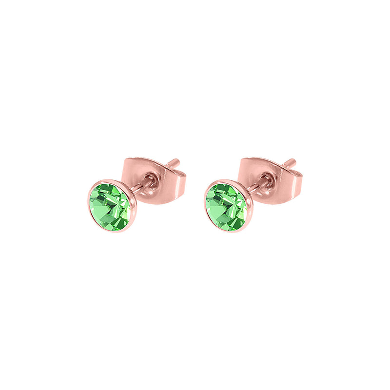 Bottone Stud Earring 0.2" - Rose Gold peridot