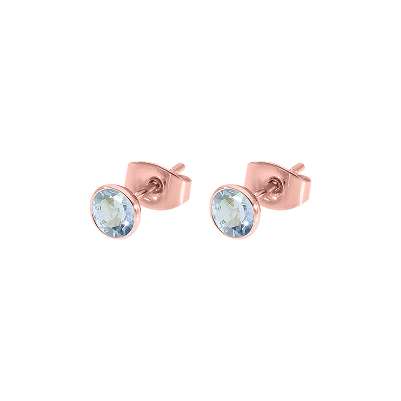 Bottone Stud Earring 0.2" - Rose Gold blue shade