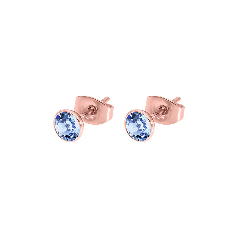 Bottone Stud Earring 0.2" - Rose Gold light sapphire