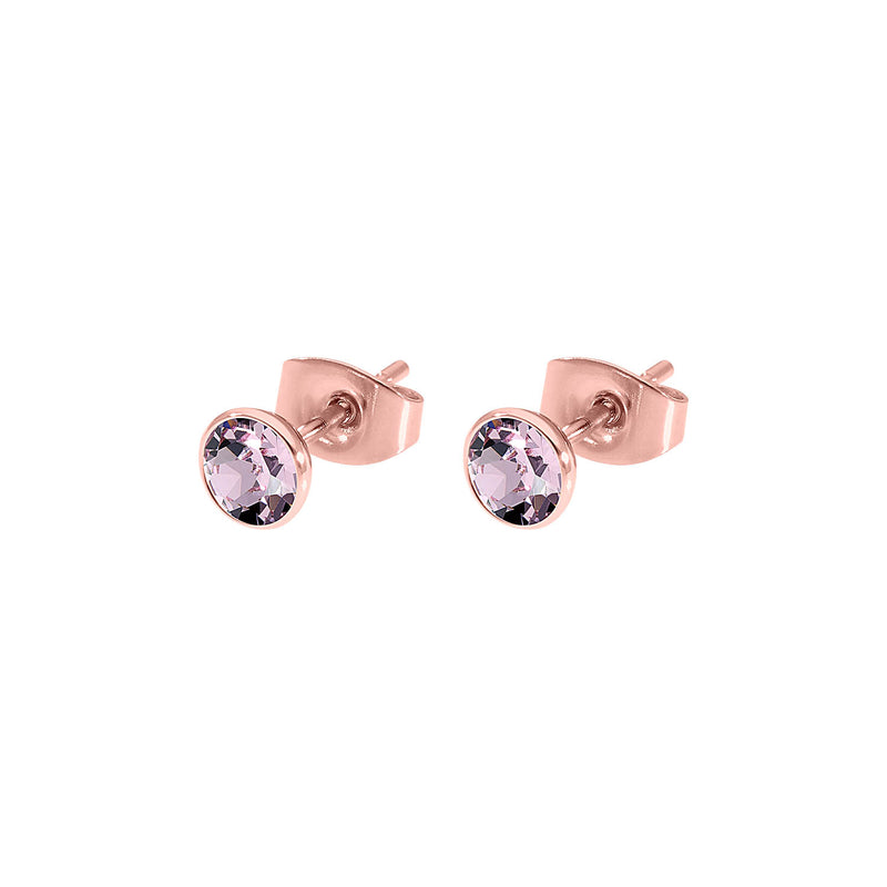 Bottone Stud Earring 0.2" - Rose Gold light amethyst