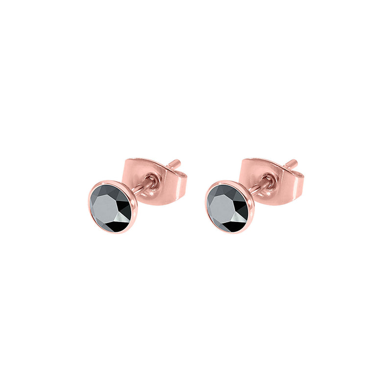 Bottone Stud Earring 0.2" - Rose Gold jet hematite
