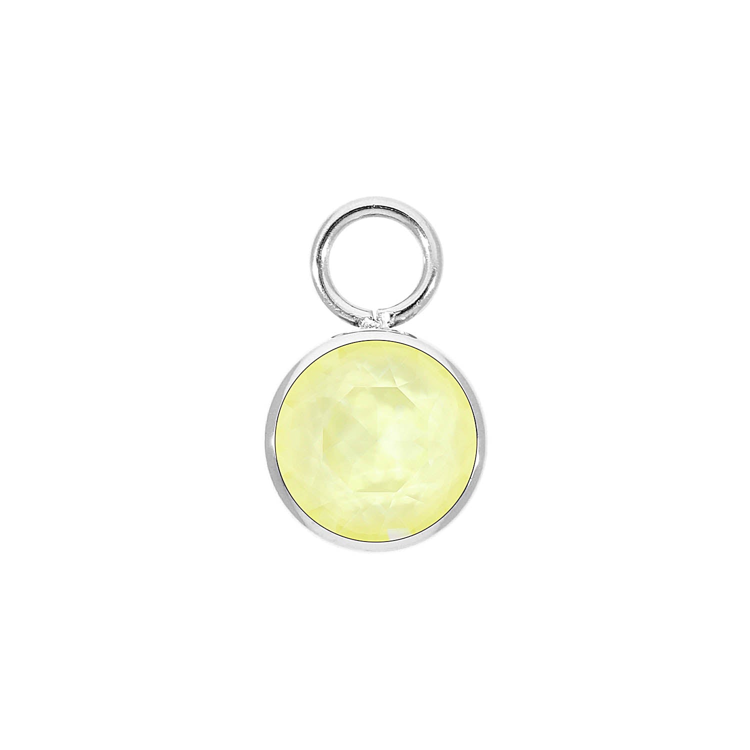 Bottone Charm 0.4" - Silver crystal soft yellow ignite