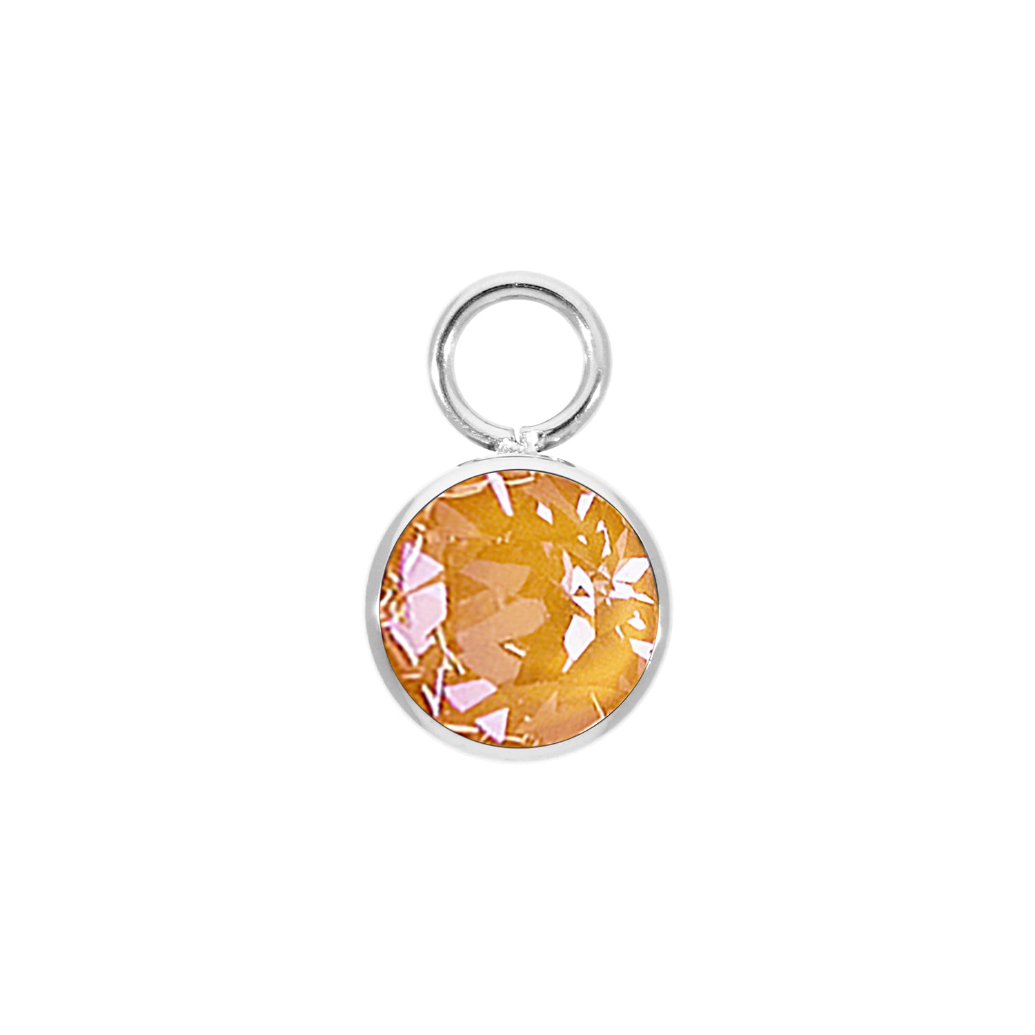 Bottone Charm 0.4" - Silver Crystal Mango Ignite