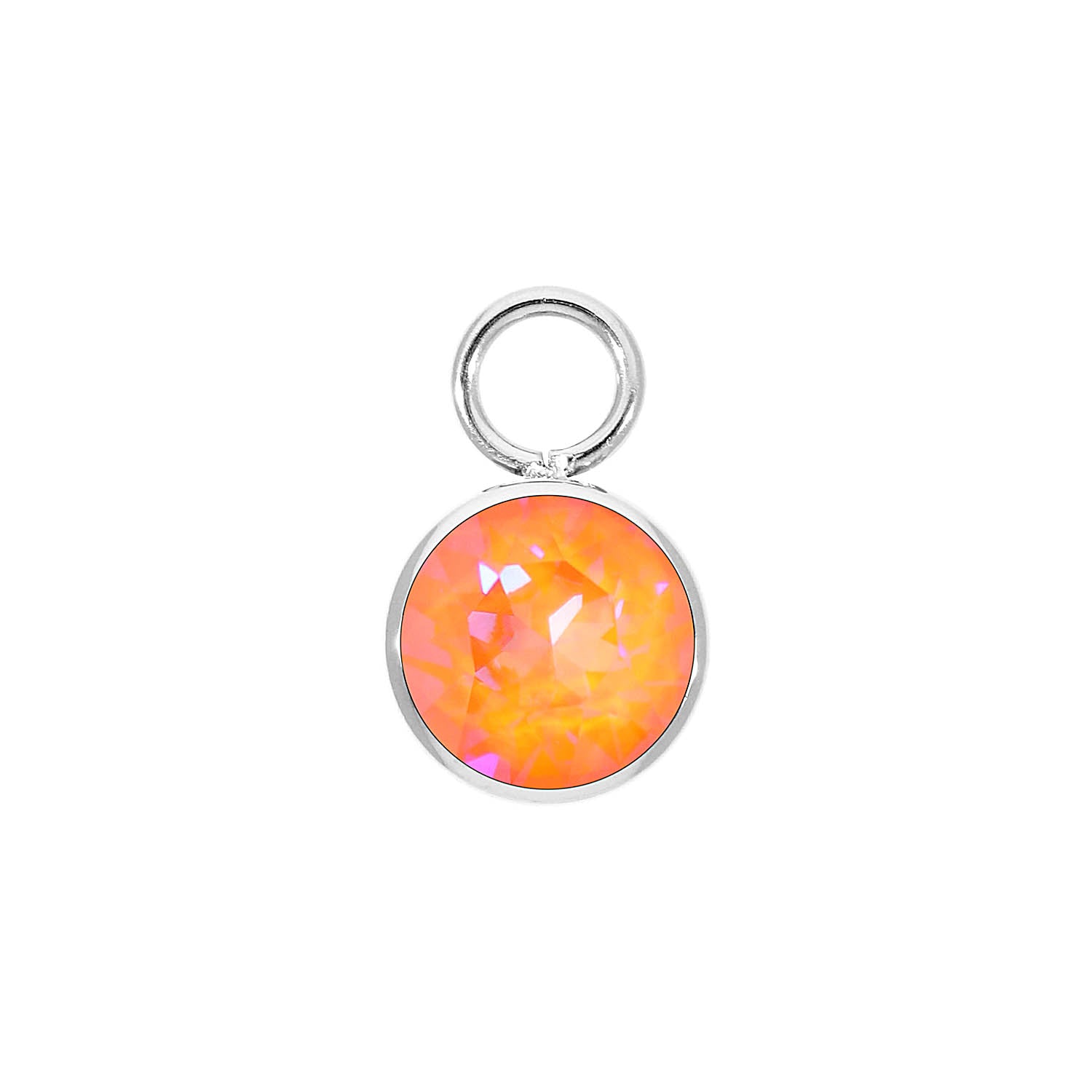 Bottone Charm 0.4" - Silver crystal orange glow delite
