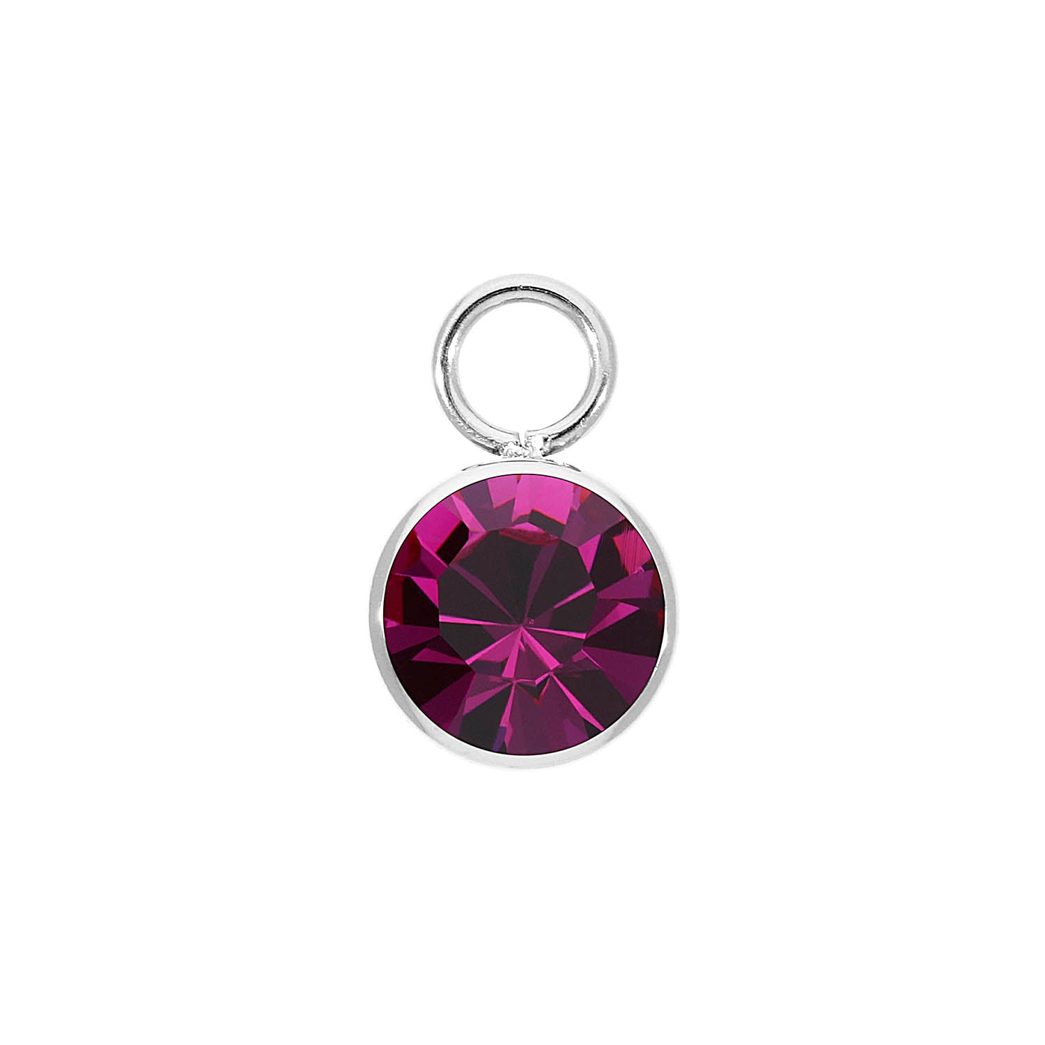 Bottone Charm 0.4" - Silver fuchsia