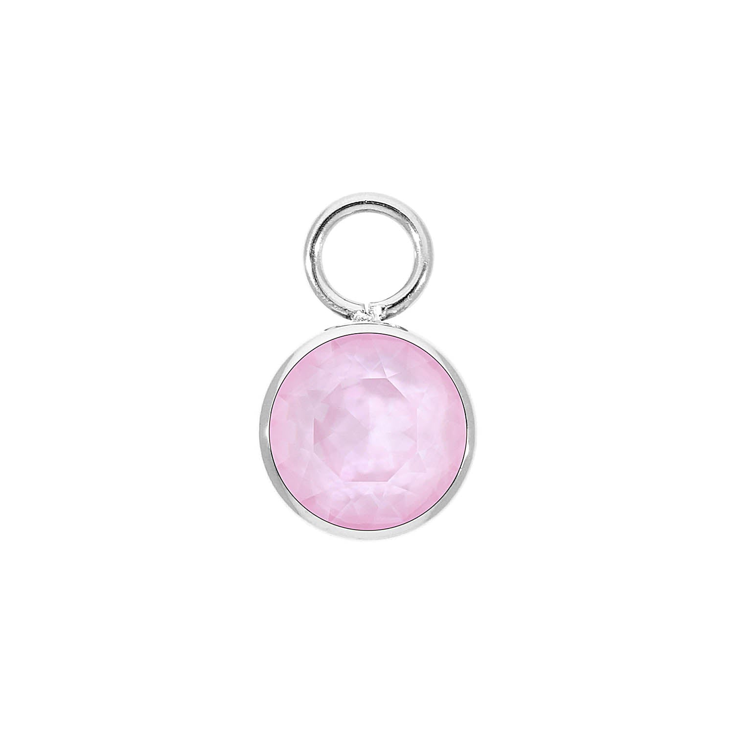 Bottone Charm 0.4" - Silver crystal soft rose ignite