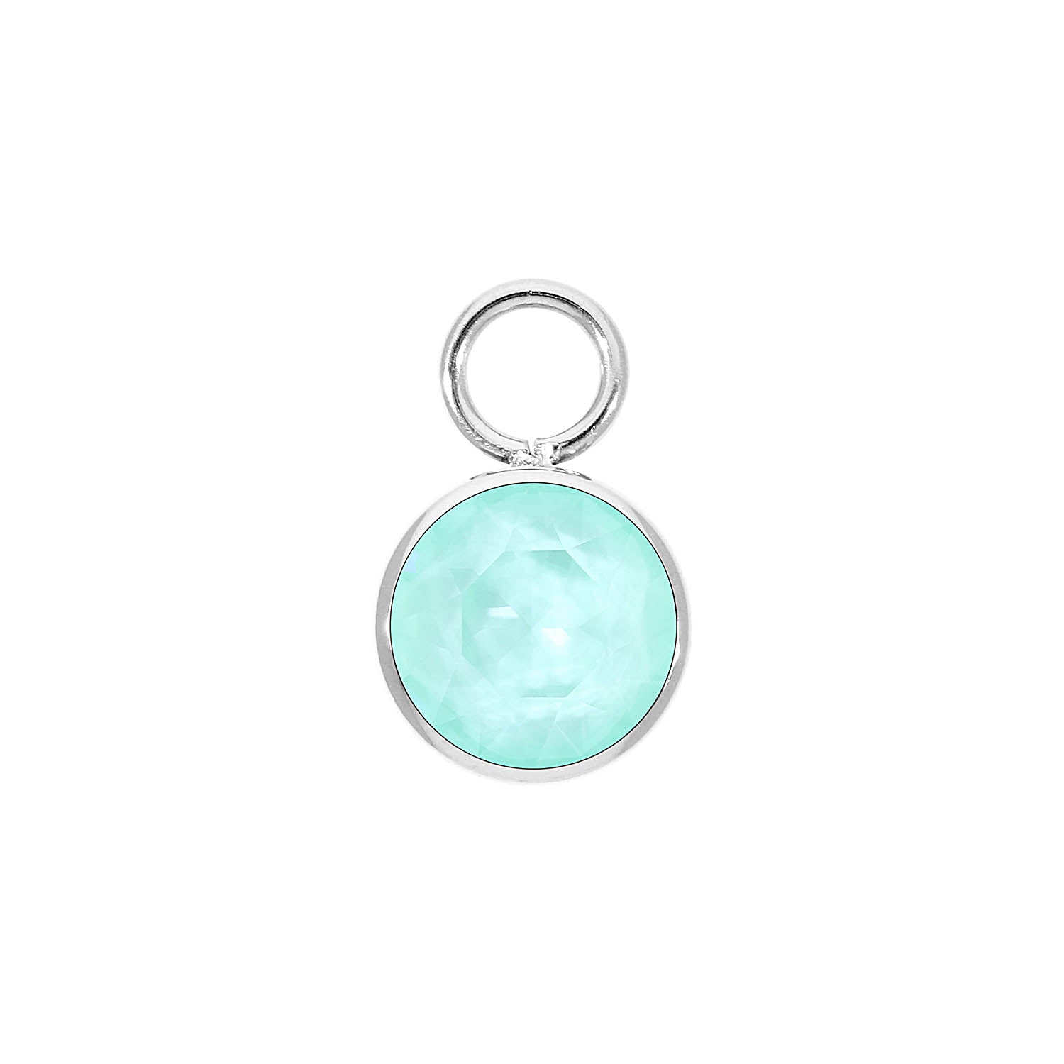 Bottone Charm 0.4" - Silver crystal soft mint ignite