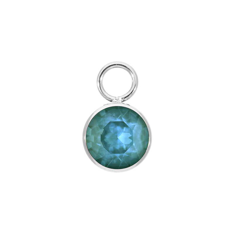 Bottone Charm 0.4" - Silver Crystal Pine Green Ignite