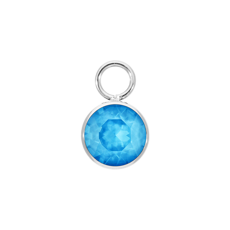 Bottone Charm 0.4" - Silver Crystal Electric Blue Ignite