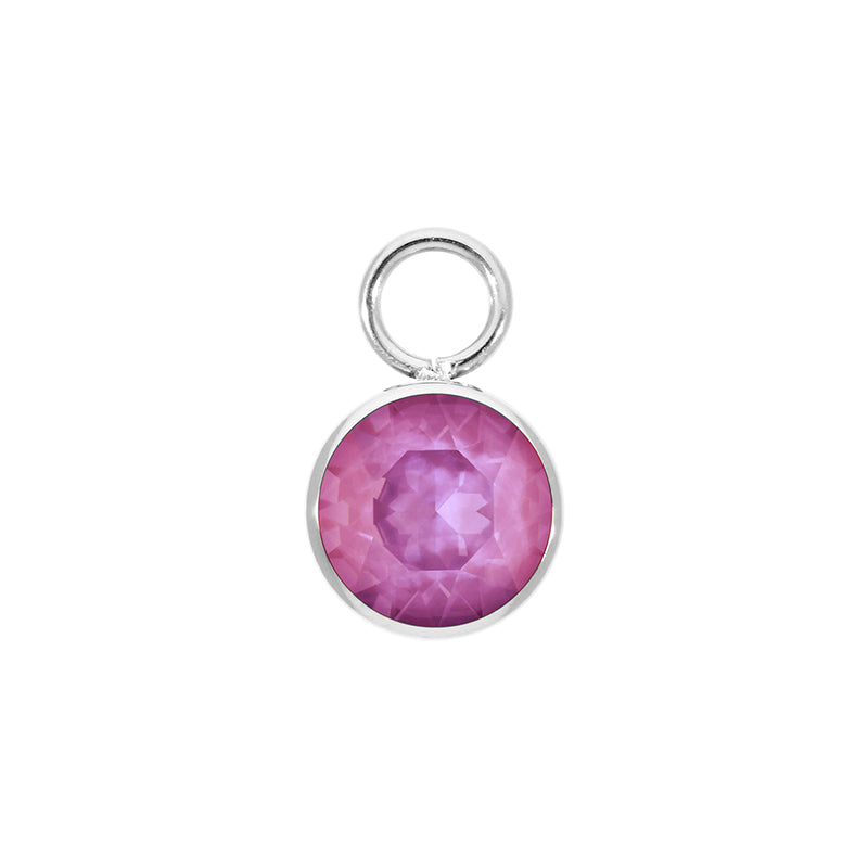 Bottone Charm 0.4" - Silver Crystal Orchid Ignite