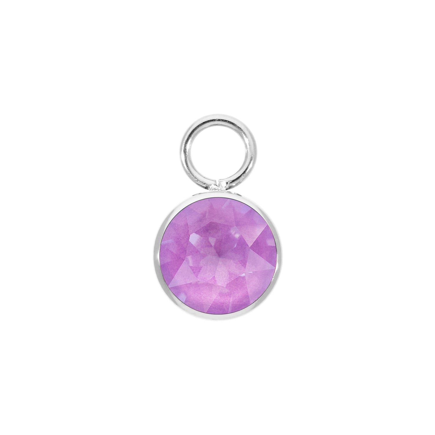 Bottone Charm 0.4" - Silver Crystal Electric Violet Ignite