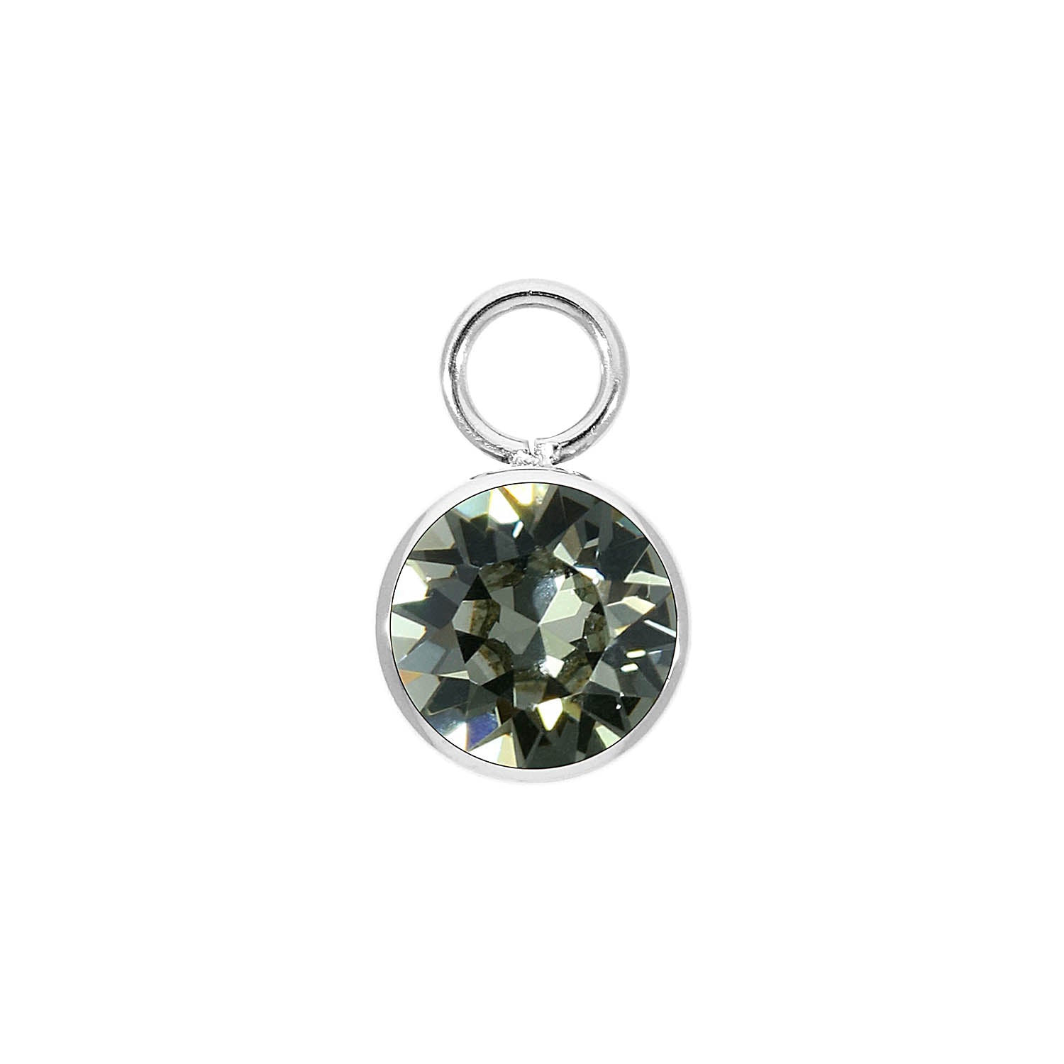 Bottone Charm 0.4" - Silver black diamond