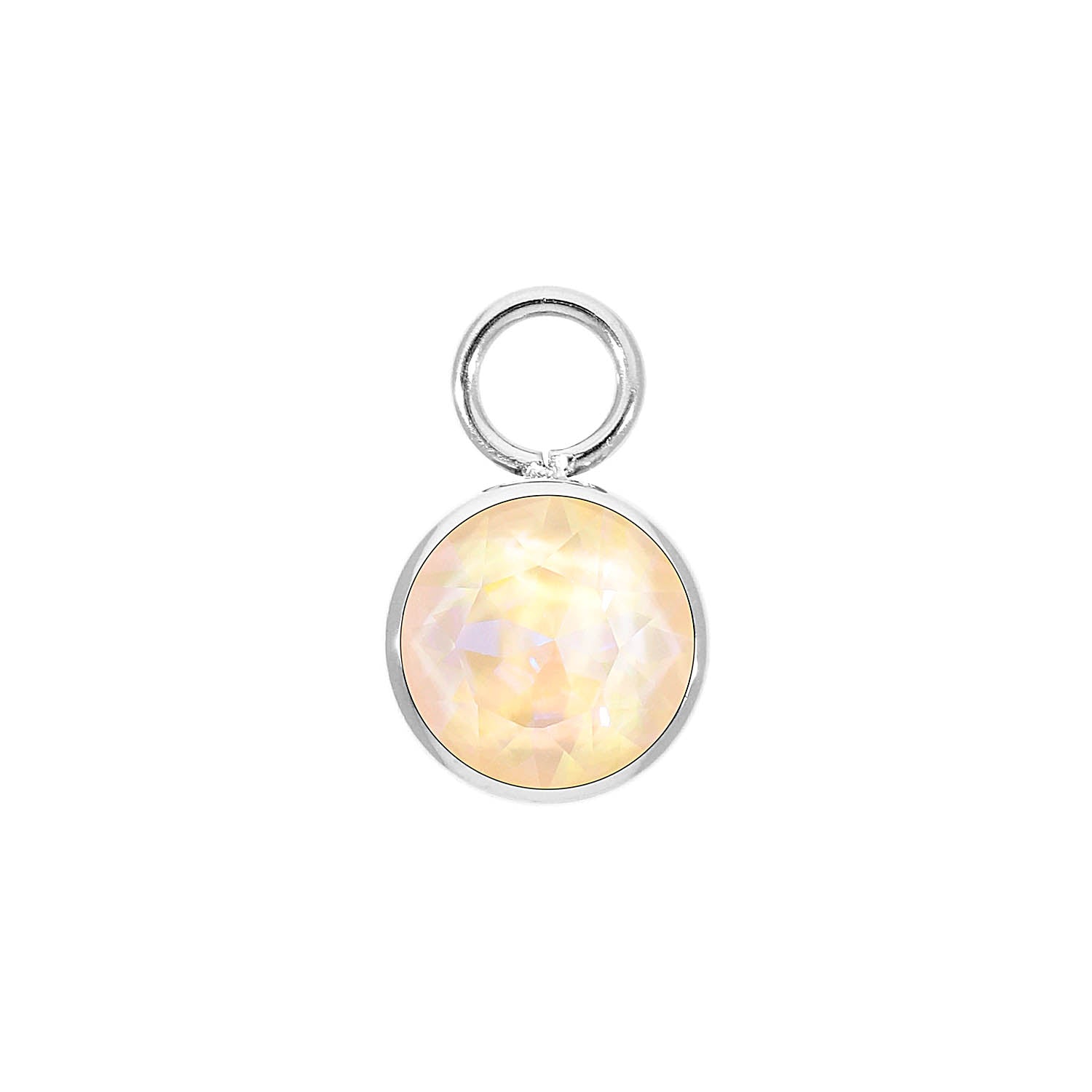 Bottone Charm 0.4" - Silver ivory cream delite