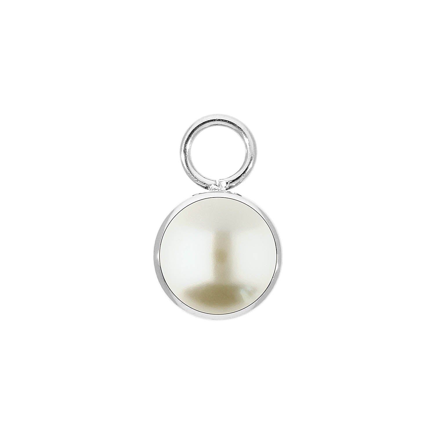 Bottone Charm 0.4" - Silver cream pearl