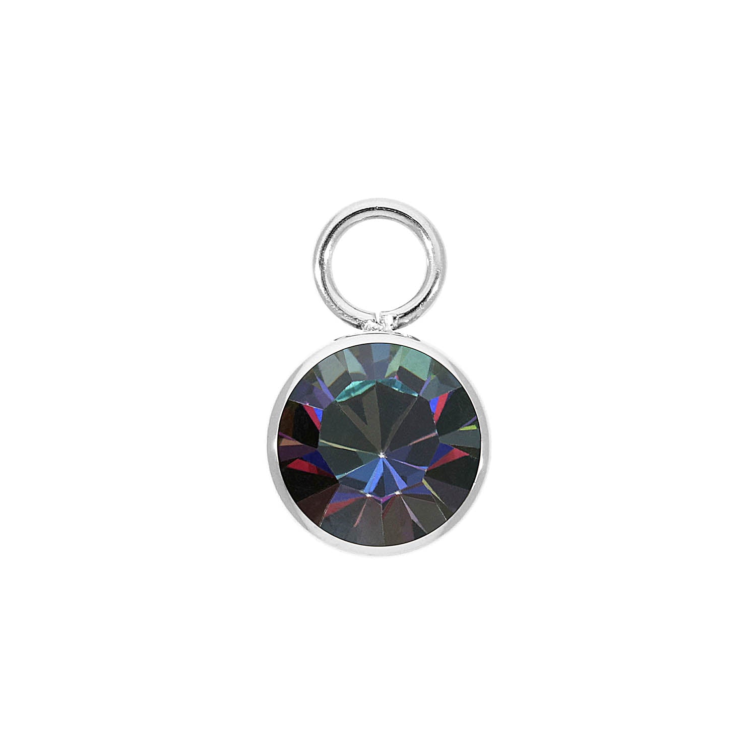 Bottone Charm 0.4" - Silver Crystal Vitrail Medium
