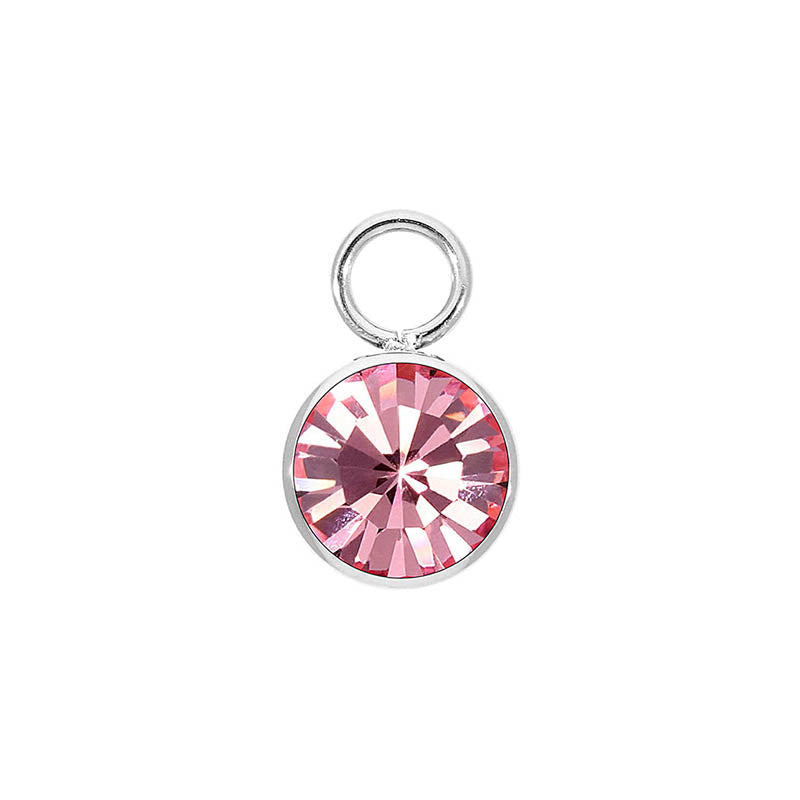 Bottone Charm 0.4" - Silver Light Rose